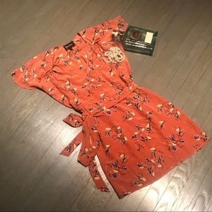 Yumi Kim Soho silk rust faux wrap floral dress